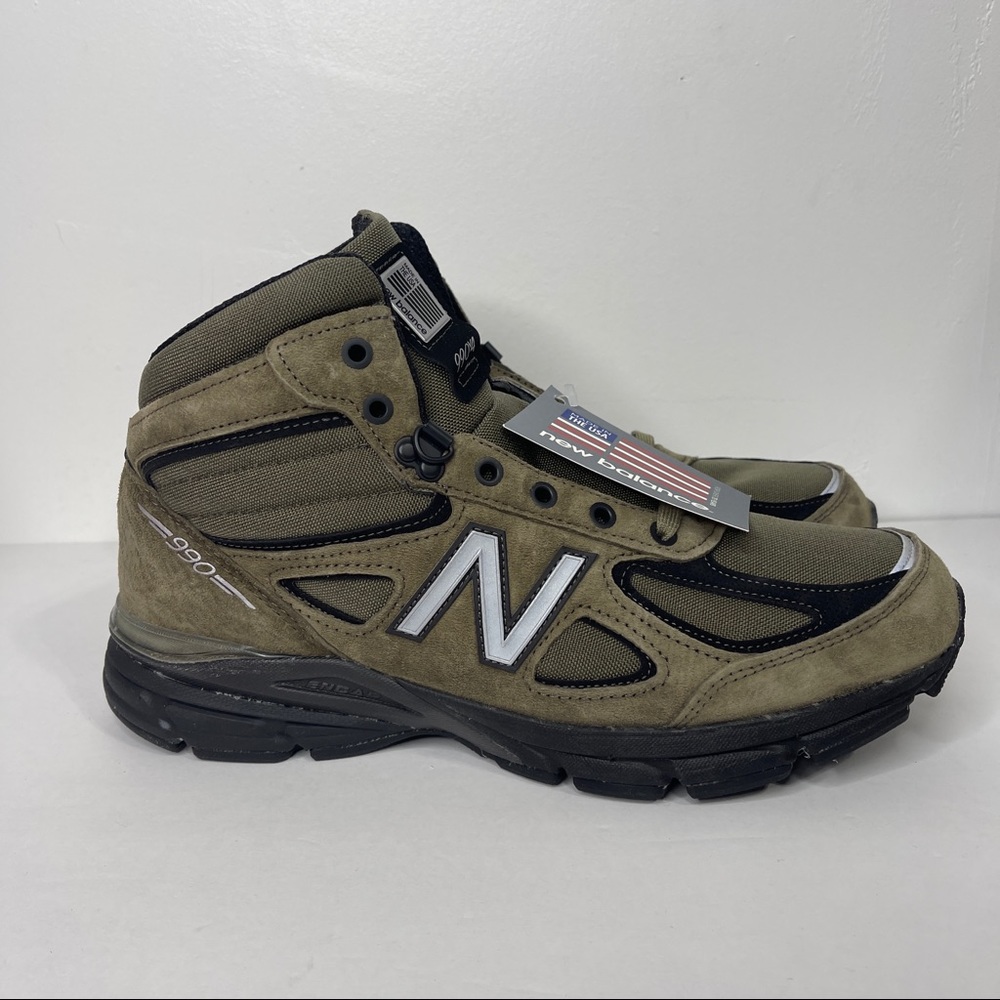 New Balance 990 V4 Mid Green Army Suede Boot 10.5 - Picture 2 of 12